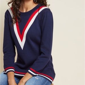 ModCloth Well Prepped Knit Tunic Sweater Printed